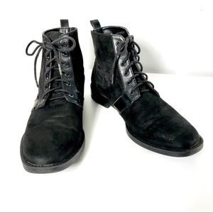 Zara Suede Lace Up Booties Black sz 38